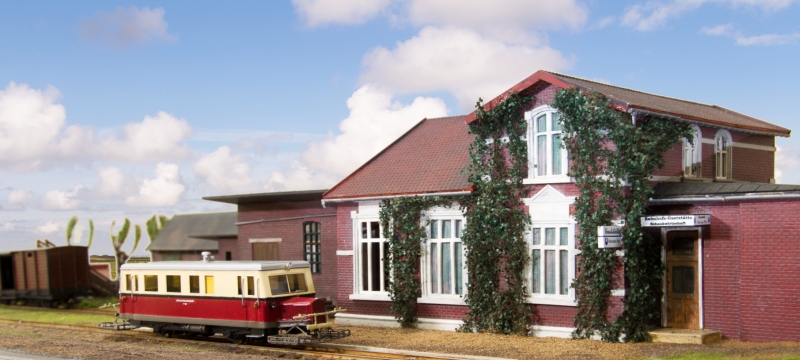 Abb.: Modell des Bahnhofs Asendorf um die 50er Jahre.